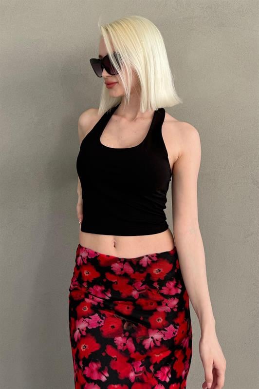 MDX Black Halter Neck Strap Crop Top MG2456 - Berdiansk