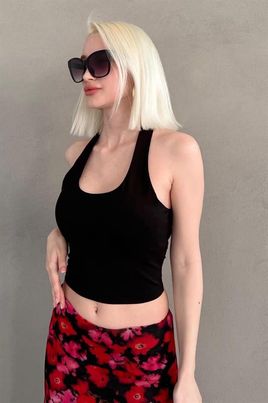 MDX Black Halter Neck Strap Crop Top MG2456 - Berdiansk