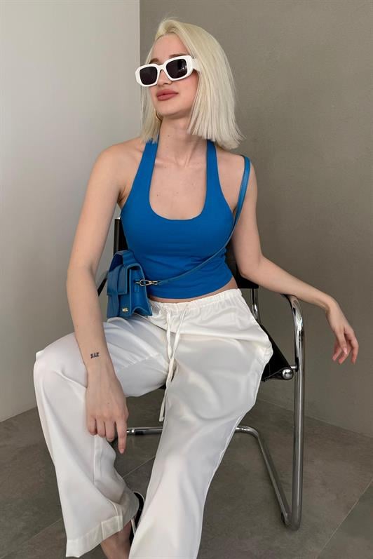 MDX Blue Halter Neck Shoulder Strap Crop Top MG2456 - Karlsruhe