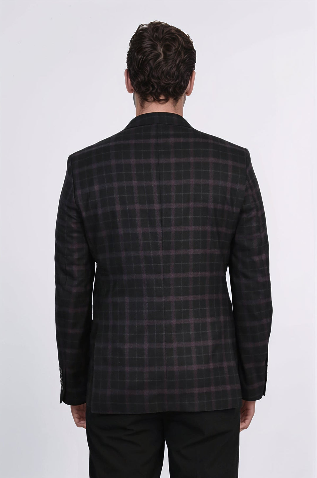 WSS Checked Black Burgundy Men Blazer  - Walnut Creek