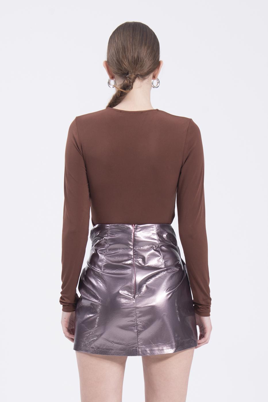 BSL Women Cowlneck patent leather mini skirt - New Haven