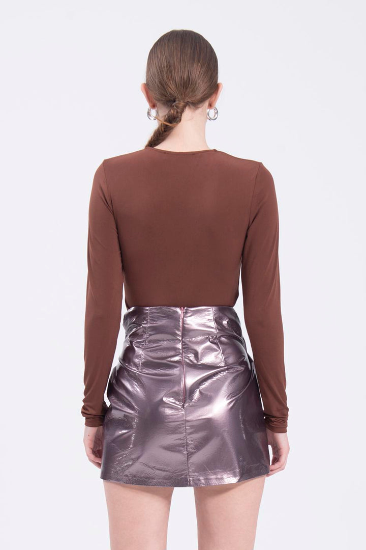 BSL Women Cowlneck patent leather mini skirt - New Haven
