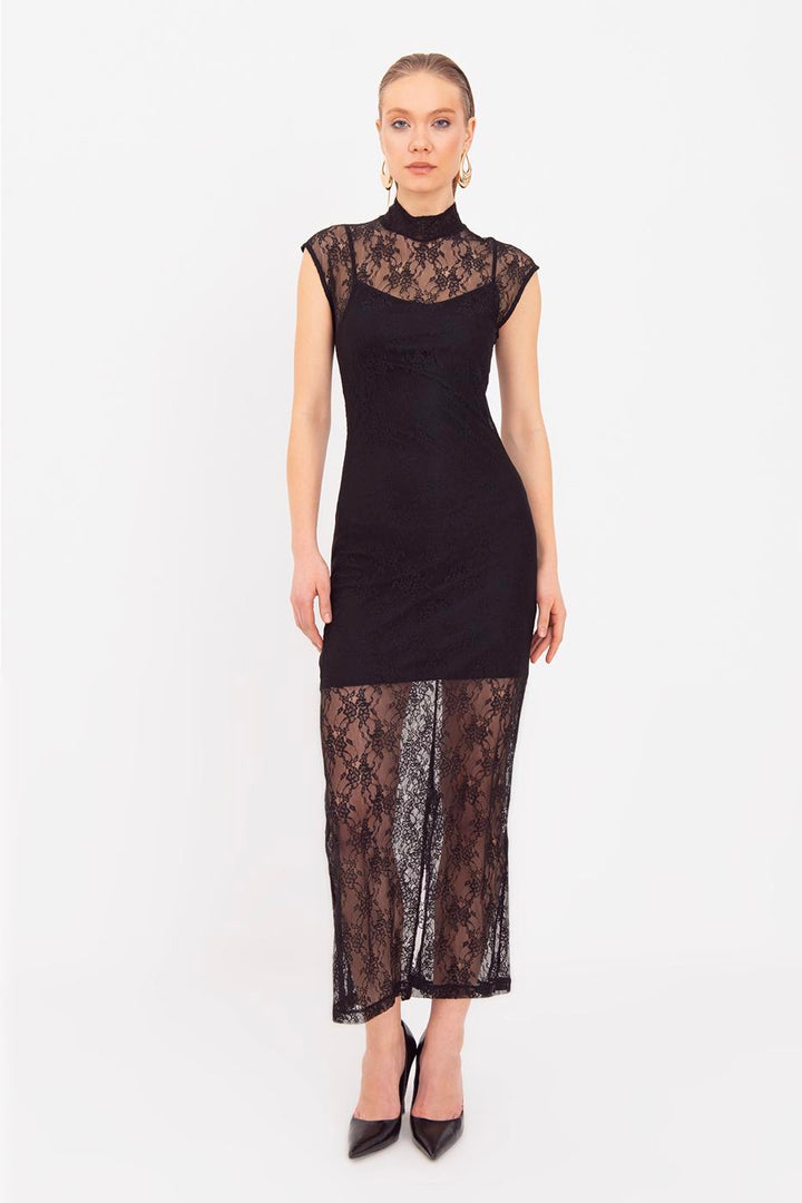 BSL Women Lace Lined Midi Pencil Dress - Salzburg