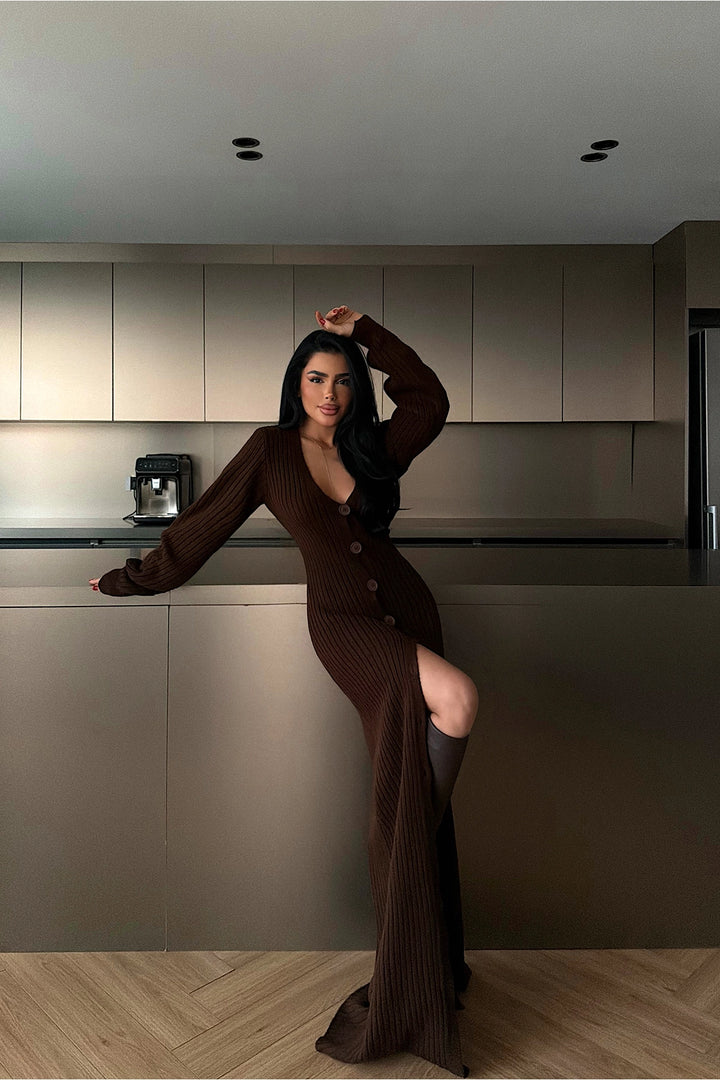 EYY Women Dark Coffee Ophelie Knit Dress - Memmingen