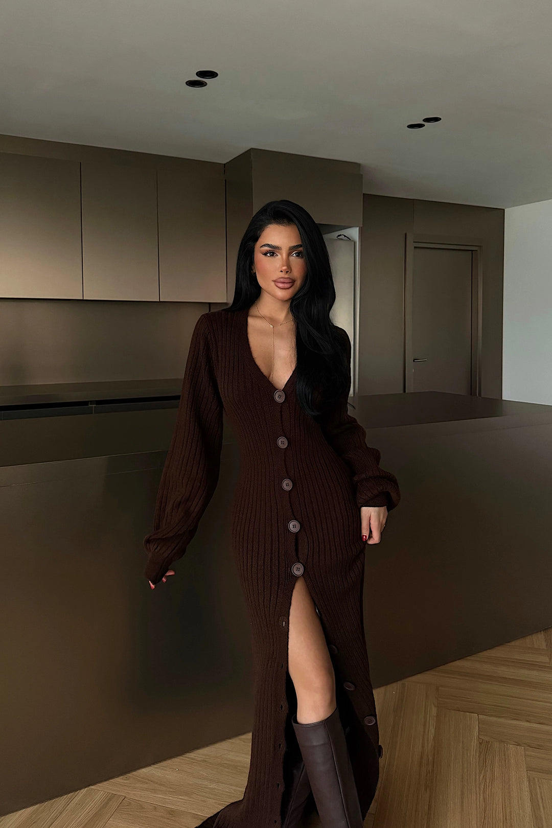 EYY Women Dark Coffee Ophelie Knit Dress - Memmingen