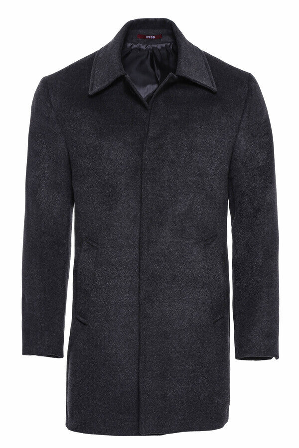 WSS Dark Grey Hidden Button Peak Lapel Coat  - Monterey Park