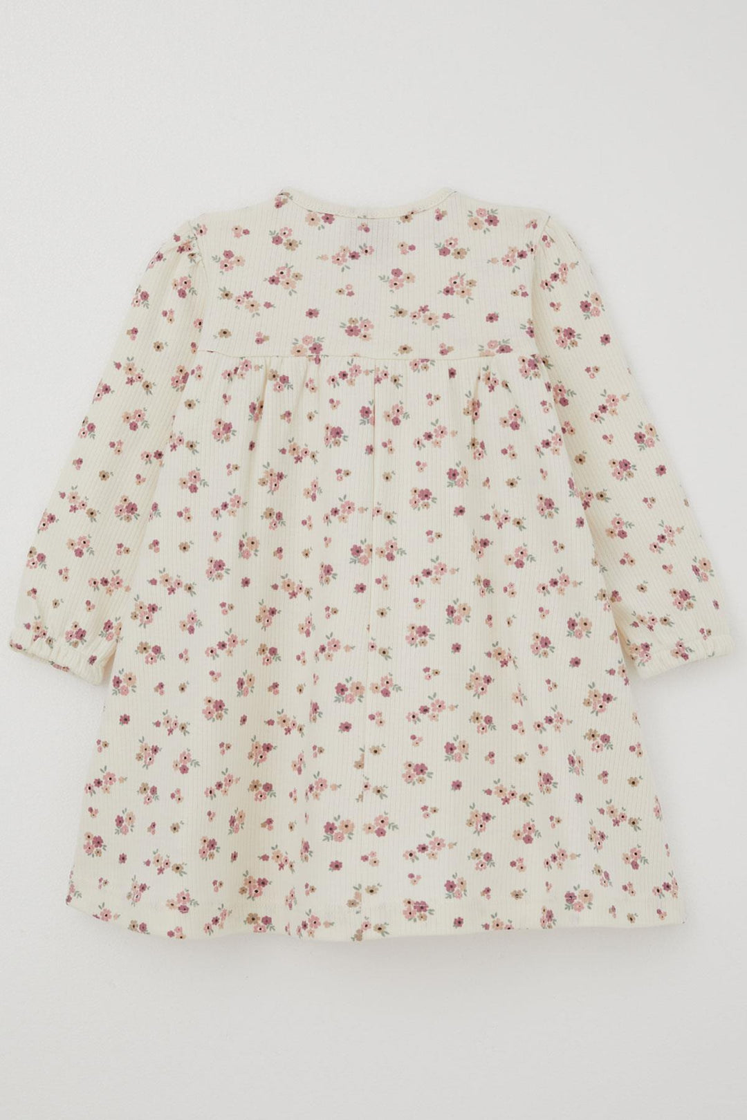 BRE Deco Girl Child Long Sleeve Dress with Flower Pattern Bow Accessory 2-5 Years, Ecru - Schorndorf