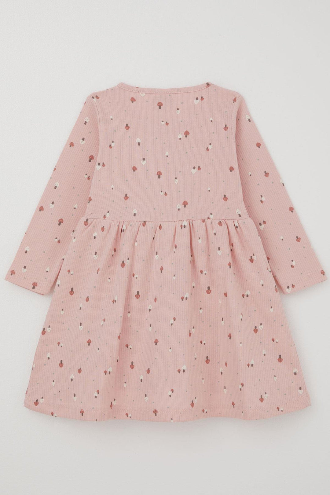 BRE Deco Kız Çocuk Uzun Kollu Elbise Renkli Mantar Bahçesi Fiyonk Aksesuarlı Fırfırlı 2-5 Yaş, Pembe - Mission Bend