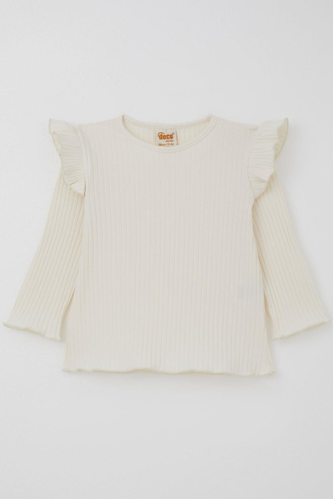 BRE Deco Girl Child Long Sleeve Overall Dress with Flower Pattern Bodysuit Bow Detail 2-5 Years, Ecru - Palaió Fáliro