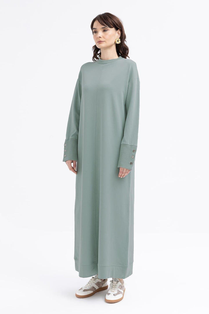 TLD Women Allday Defne Defne-headline Thick Ribbed Button Detailed Lycra Dress - Peachtree City