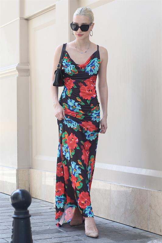 MDX Clearance Neck Multi-Colored Flower Patterned Long Dress MG1730 - Aliso Viejo