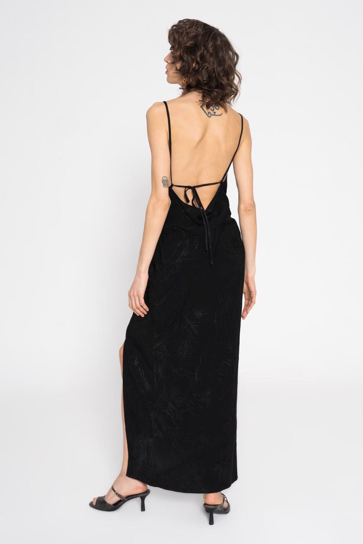 BSL Women Plunging Neck Satin Midi Dress - Caguas