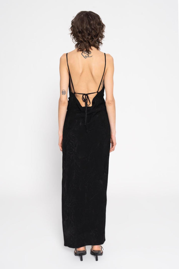 BSL Women Plunging Neck Satin Midi Dress - Caguas