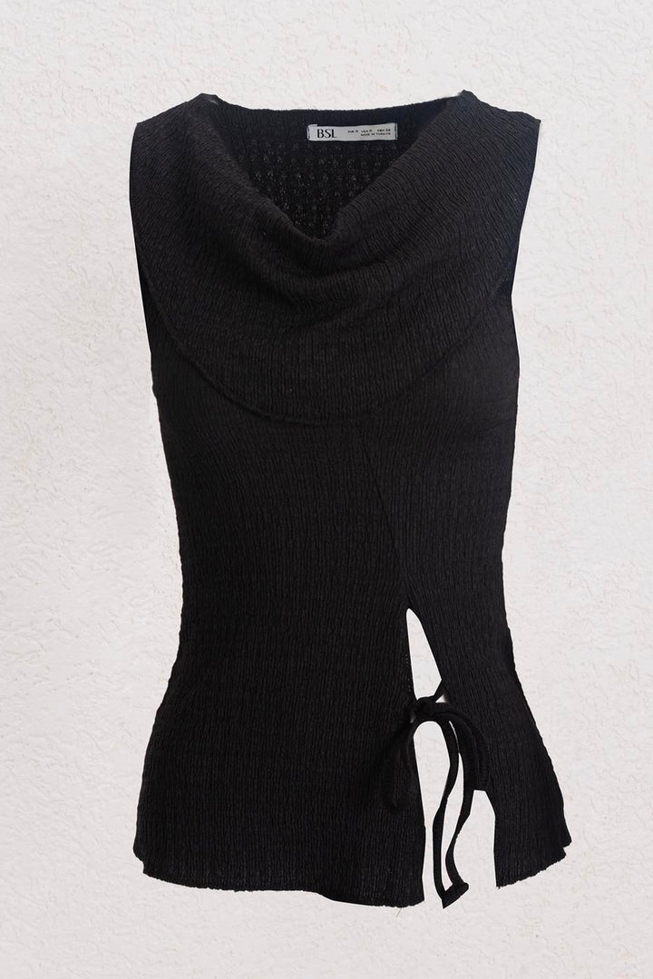 BSL Women Cowl Neck Textured Tie Detailed Blouse - Vittoria