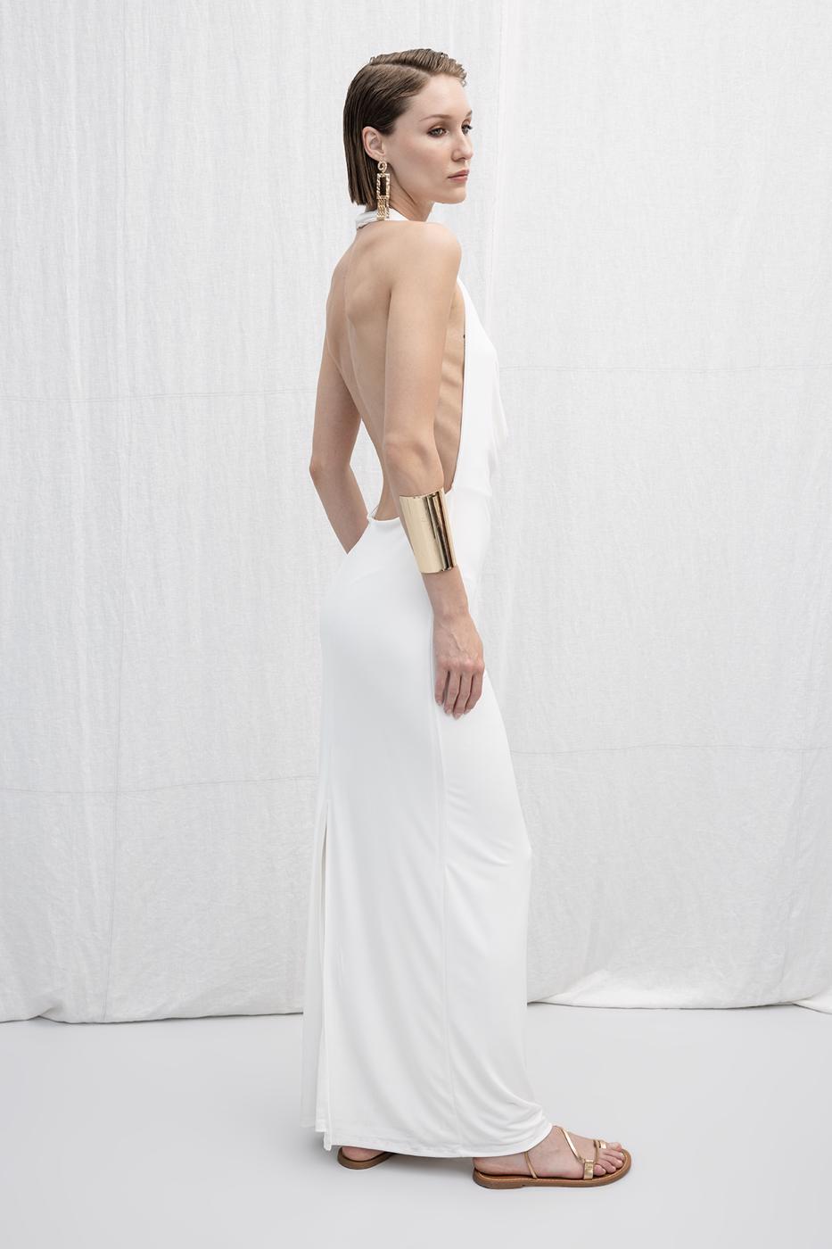 BSL Women Plunging Collar Maxi Dress - Saratoga Springs