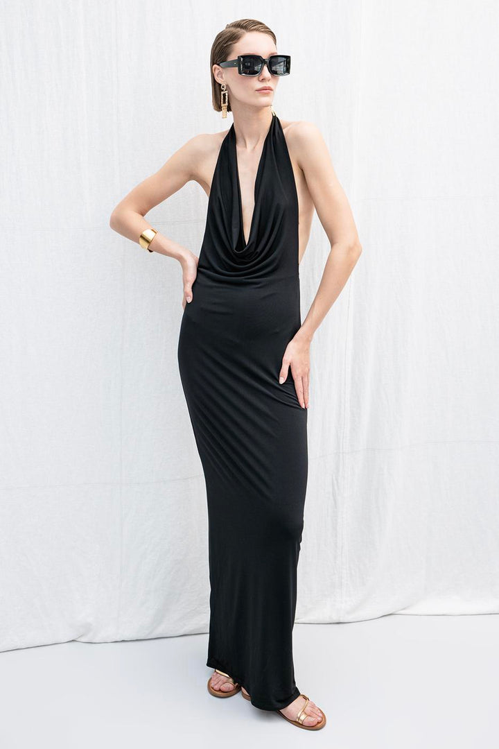 BSL Women Plunging Collar Maxi Dress - Hartford