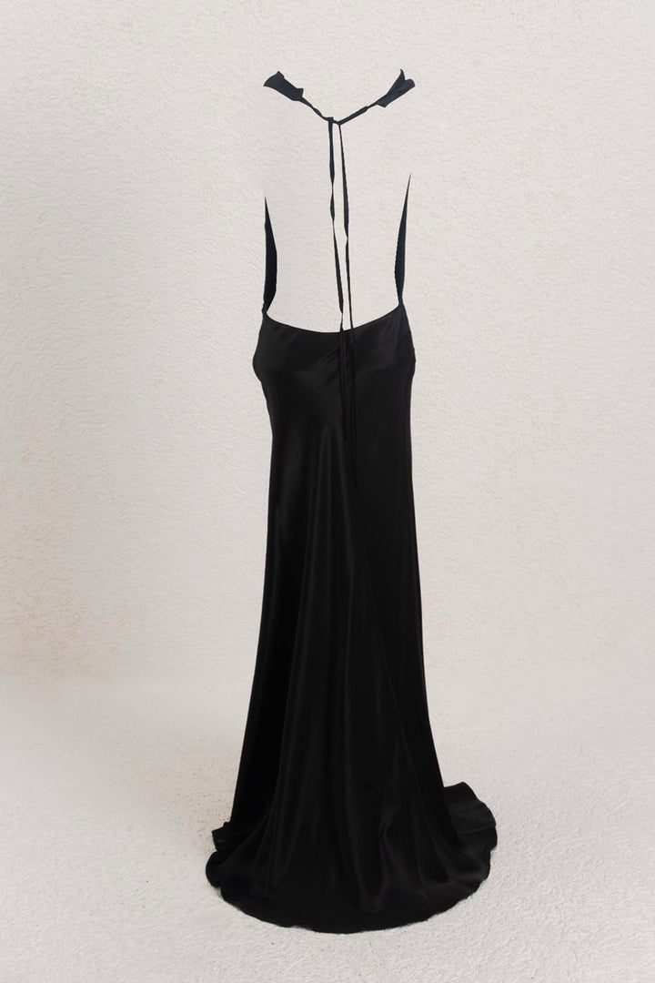 BSL Women Cowl Neck Maxi Satin Dress - Yevpatoriia