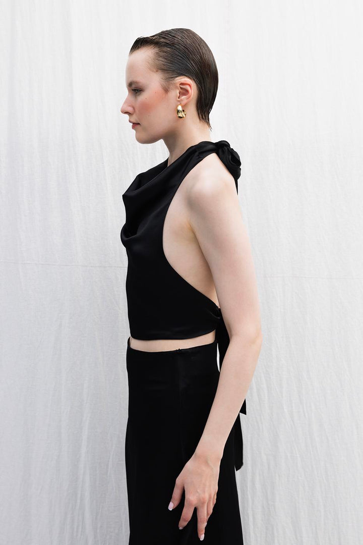 BSL Women Satin Blouse with Plunging Collar - Independence