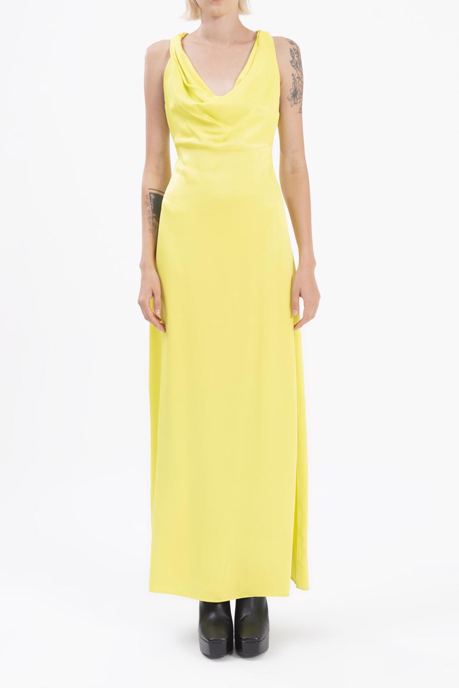 BSL Women Cowlneck maxi dress with slit - Coburg