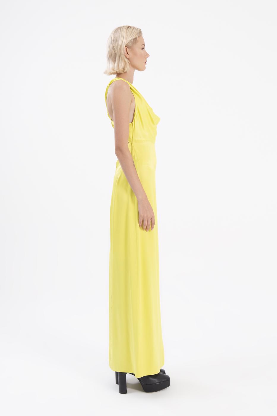 BSL Women Cowlneck maxi dress with slit - Coburg