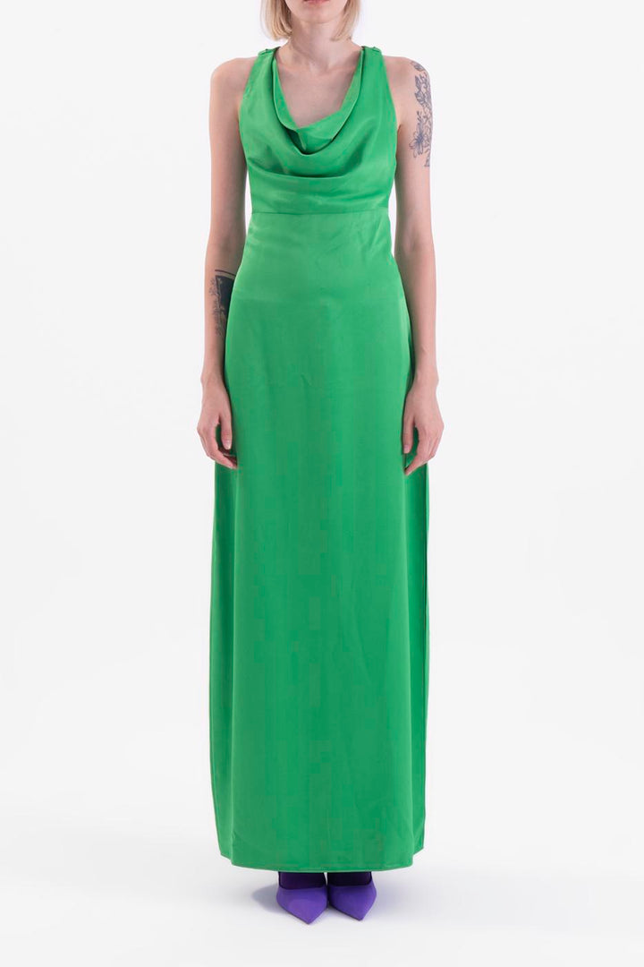 BSL Women Cowlneck maxi dress with slit - Nettetal