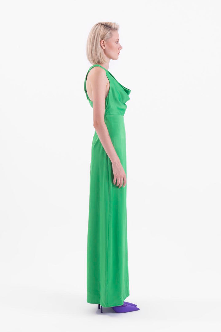 BSL Women Cowlneck maxi dress with slit - Nettetal