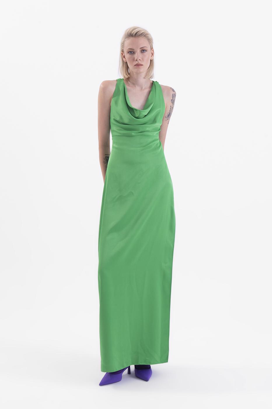 BSL Women Cowlneck maxi dress with slit - Nettetal