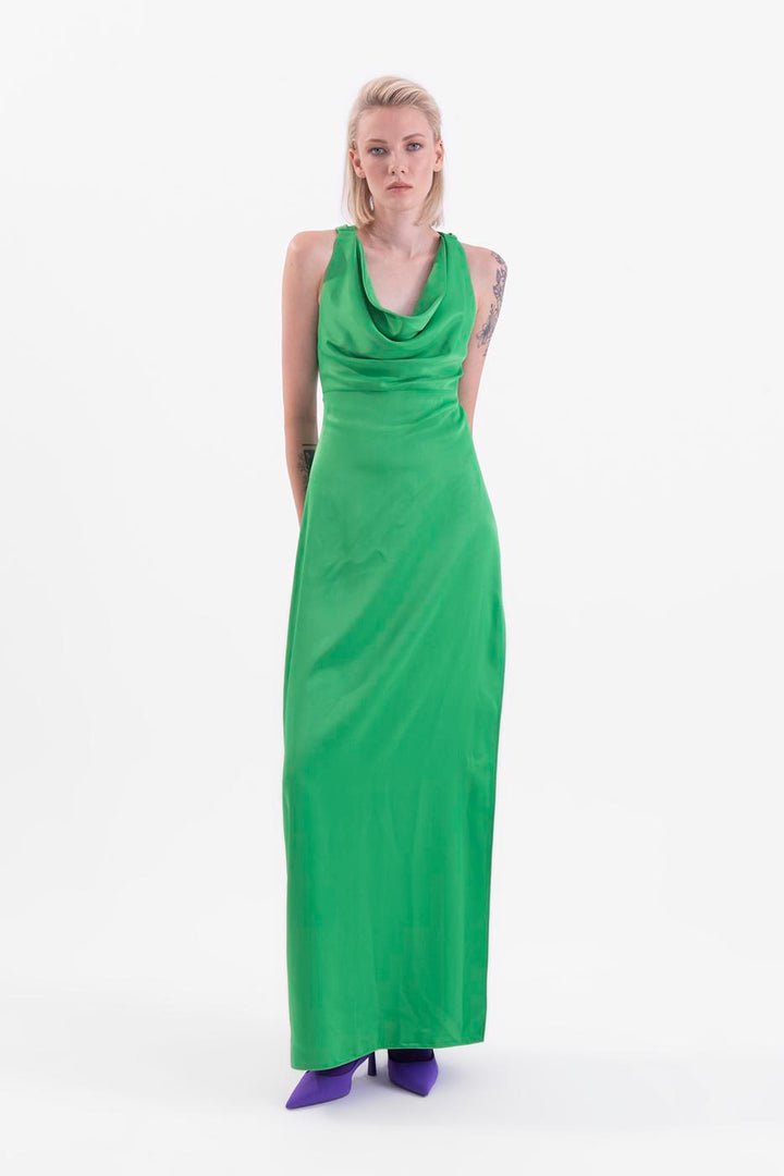 BSL Women Cowlneck maxi dress with slit - Nettetal