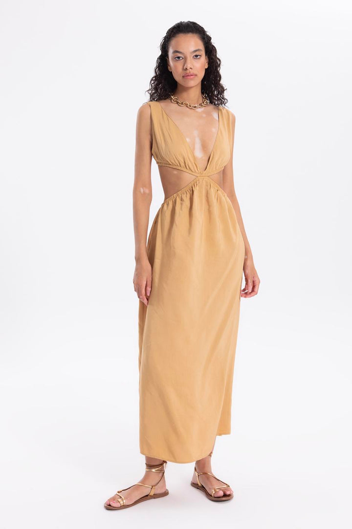 BSL Women Linen Decolette Dress - Hellevoetsluis