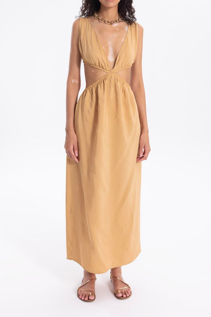BSL Women Linen Decolette Dress - Hellevoetsluis