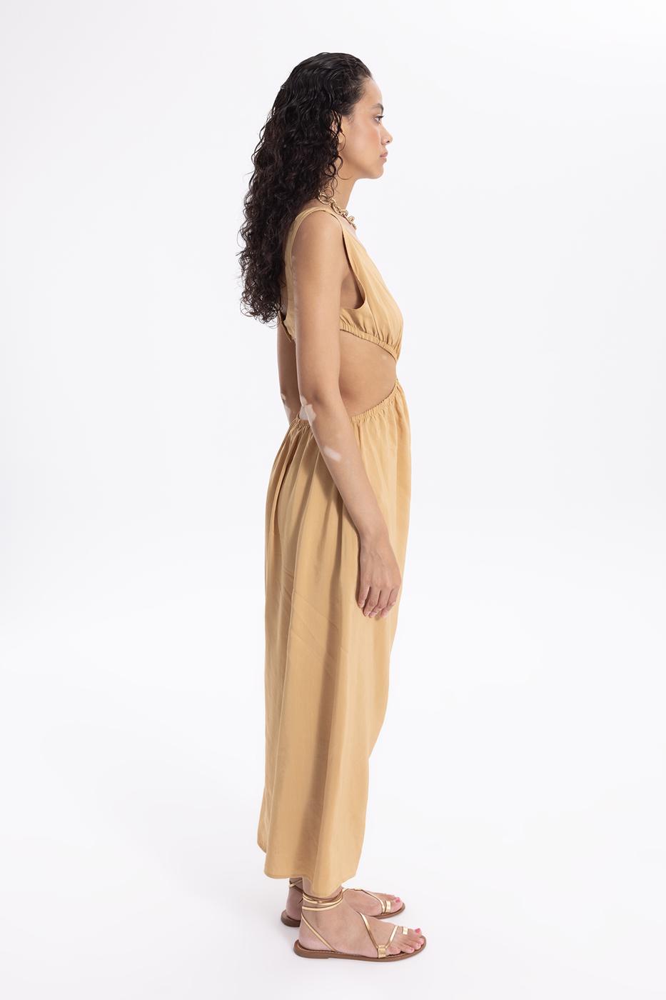 BSL Women Linen Decolette Dress - Hellevoetsluis