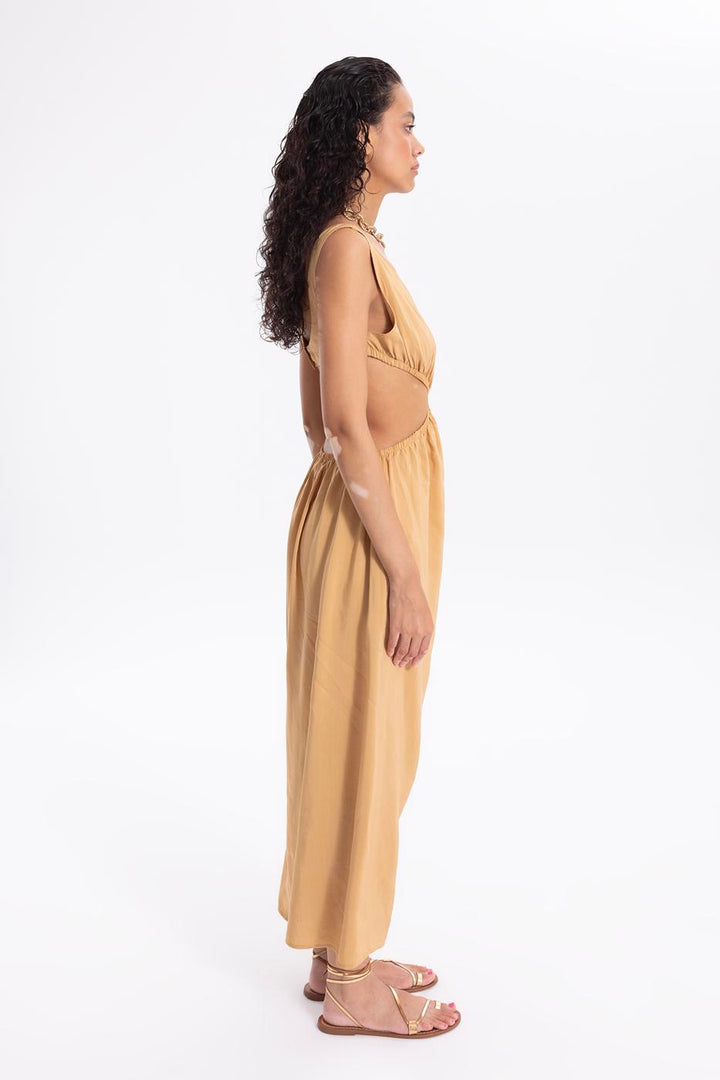 BSL Women Linen Decolette Dress - Hellevoetsluis