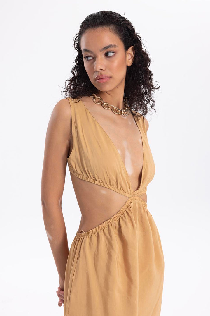 BSL Women Linen Decolette Dress - Hellevoetsluis