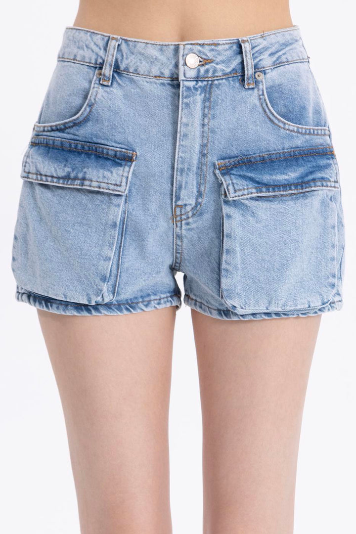 BSL Women Denim Cargo Pocket Mini Short - Corby