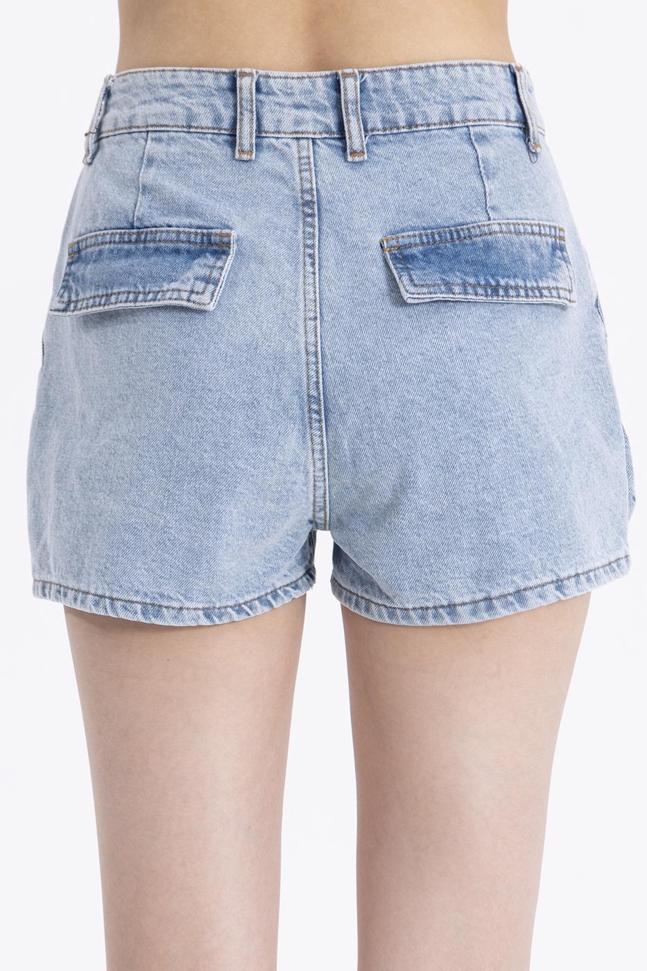 BSL Women Denim Cargo Pocket Mini Short - Corby