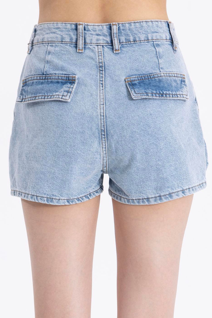 BSL Women Denim Cargo Pocket Mini Short - Corby