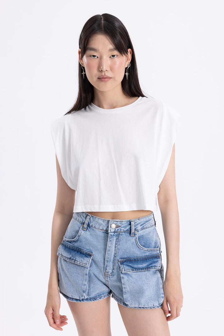 BSL Women Denim Cargo Pocket Mini Short - Corby