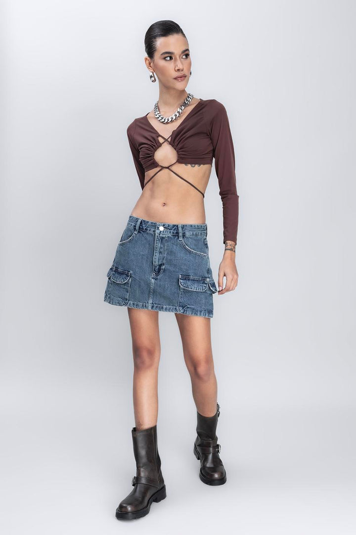 BSL Women Denim Cargo Skirt - Crotone