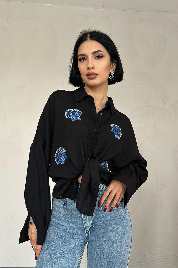 ELS Sea Shell Patterned Shirt - Black - Steyr