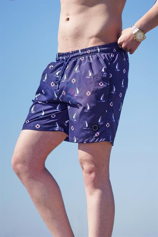 MDX Navy Blue Sail Patterned Men's Swim Shorts 6881 - Northampton