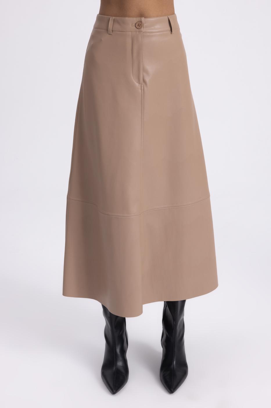 BSL Women Leather Flared Midi Skirt - Le Havre