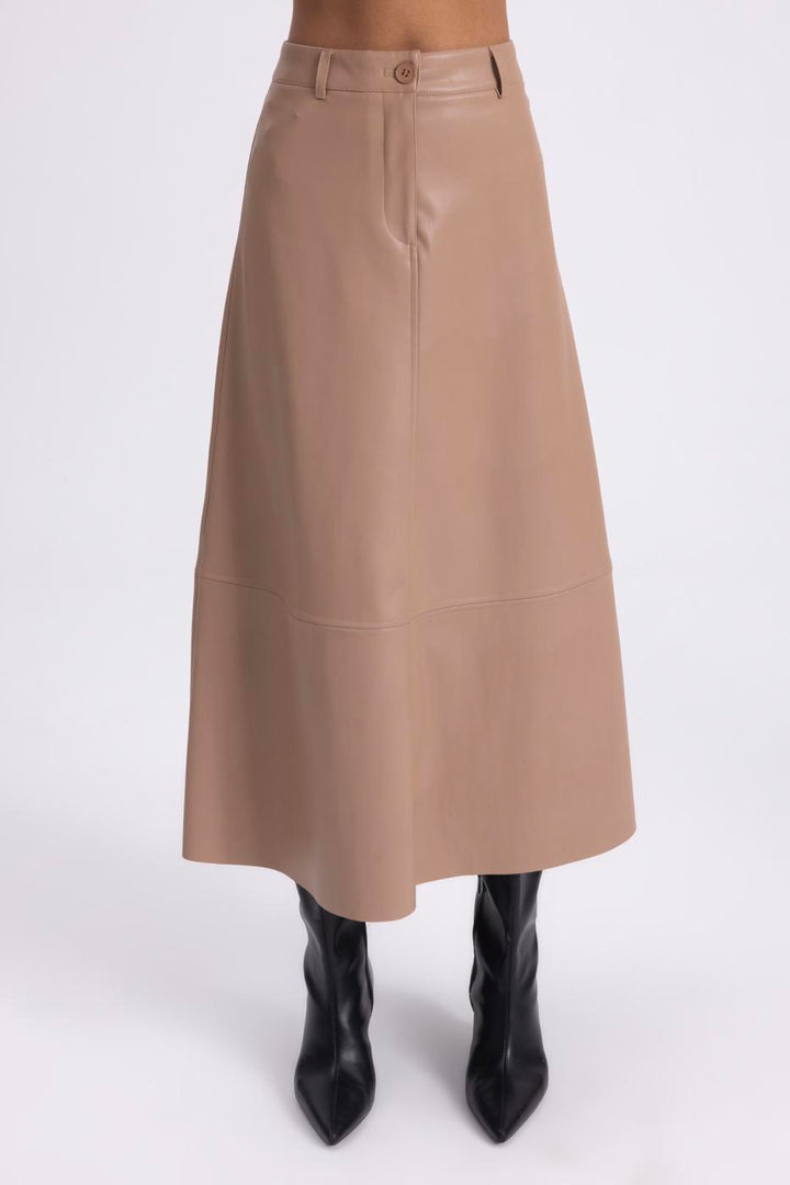 BSL Women Leather Flared Midi Skirt - Le Havre