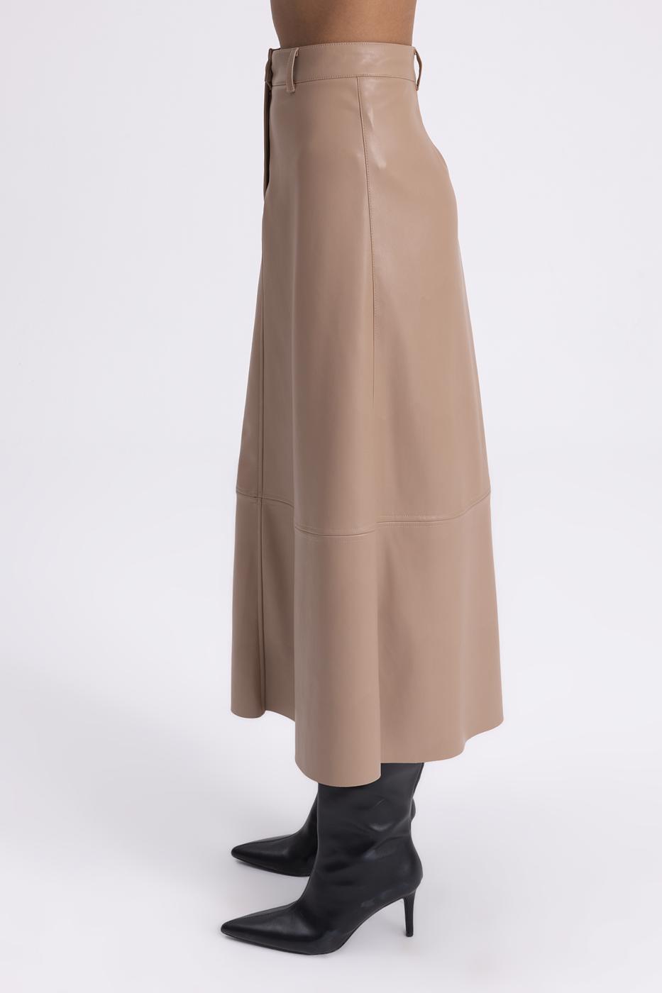 BSL Women Leather Flared Midi Skirt - Le Havre