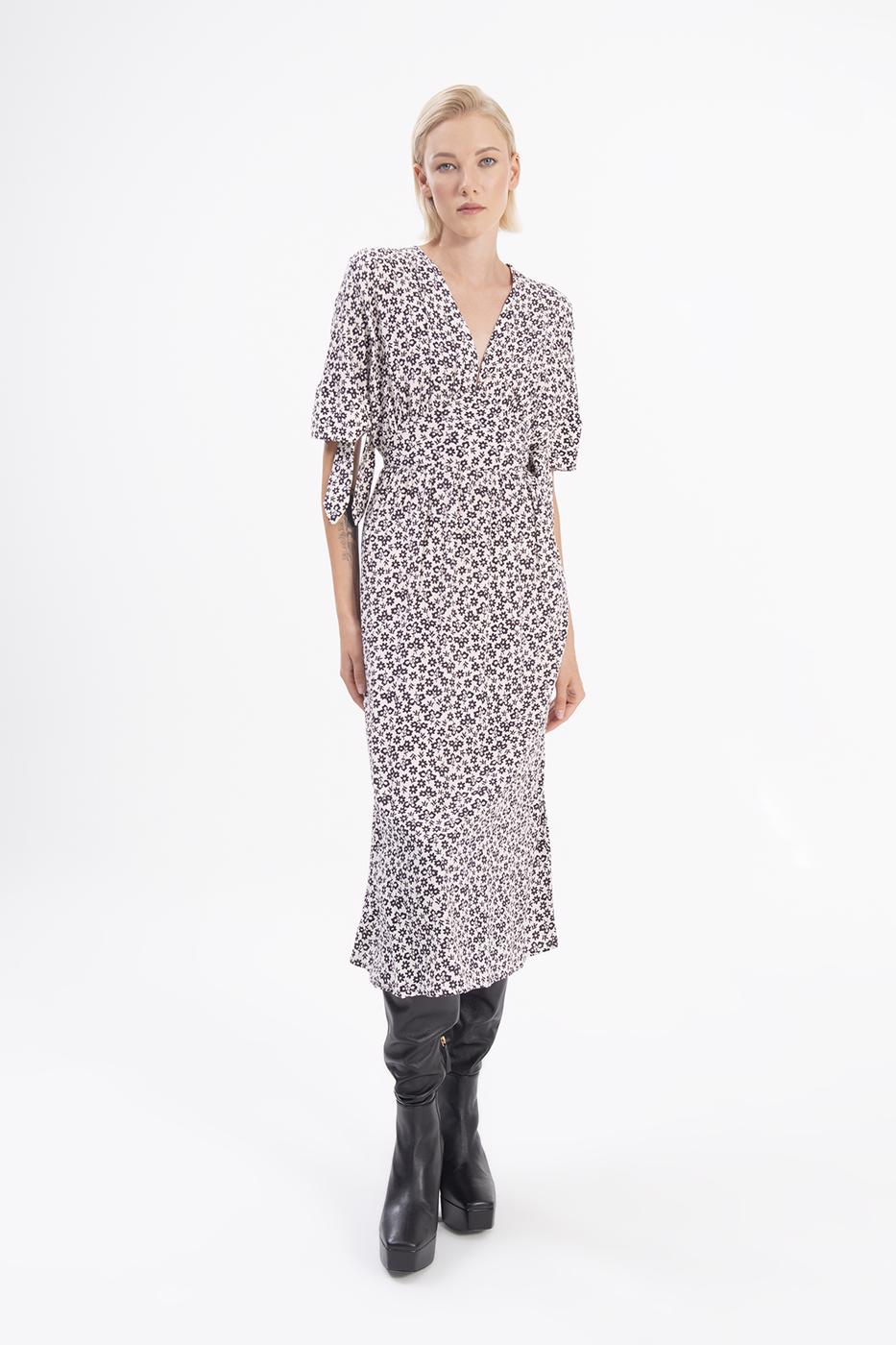 BSL Women Deep V-Neck Short Sleeve Midi Dress - Tiraspol