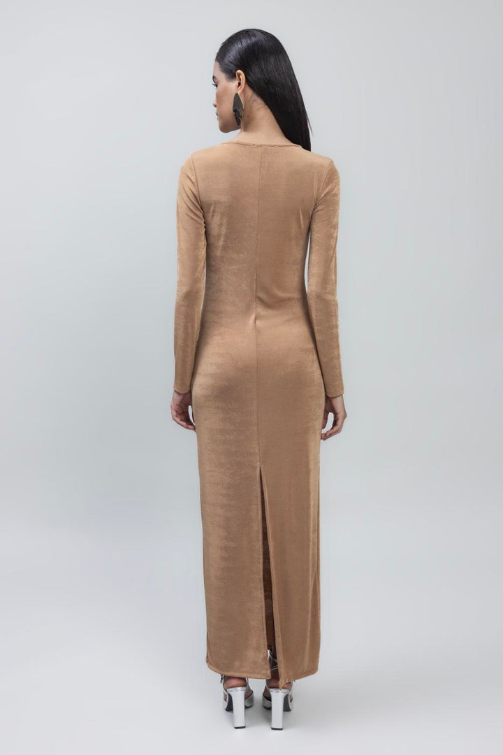 BSL Women Deep Neck Decolette Maxi Dress - Welling