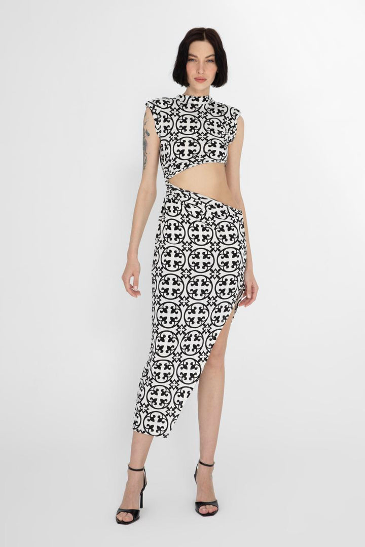 BSL Women Deep Slit Waist Low-Rise Midi Dress - Catonsville