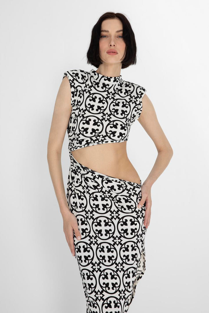 BSL Women Deep Slit Waist Low-Rise Midi Dress - Catonsville