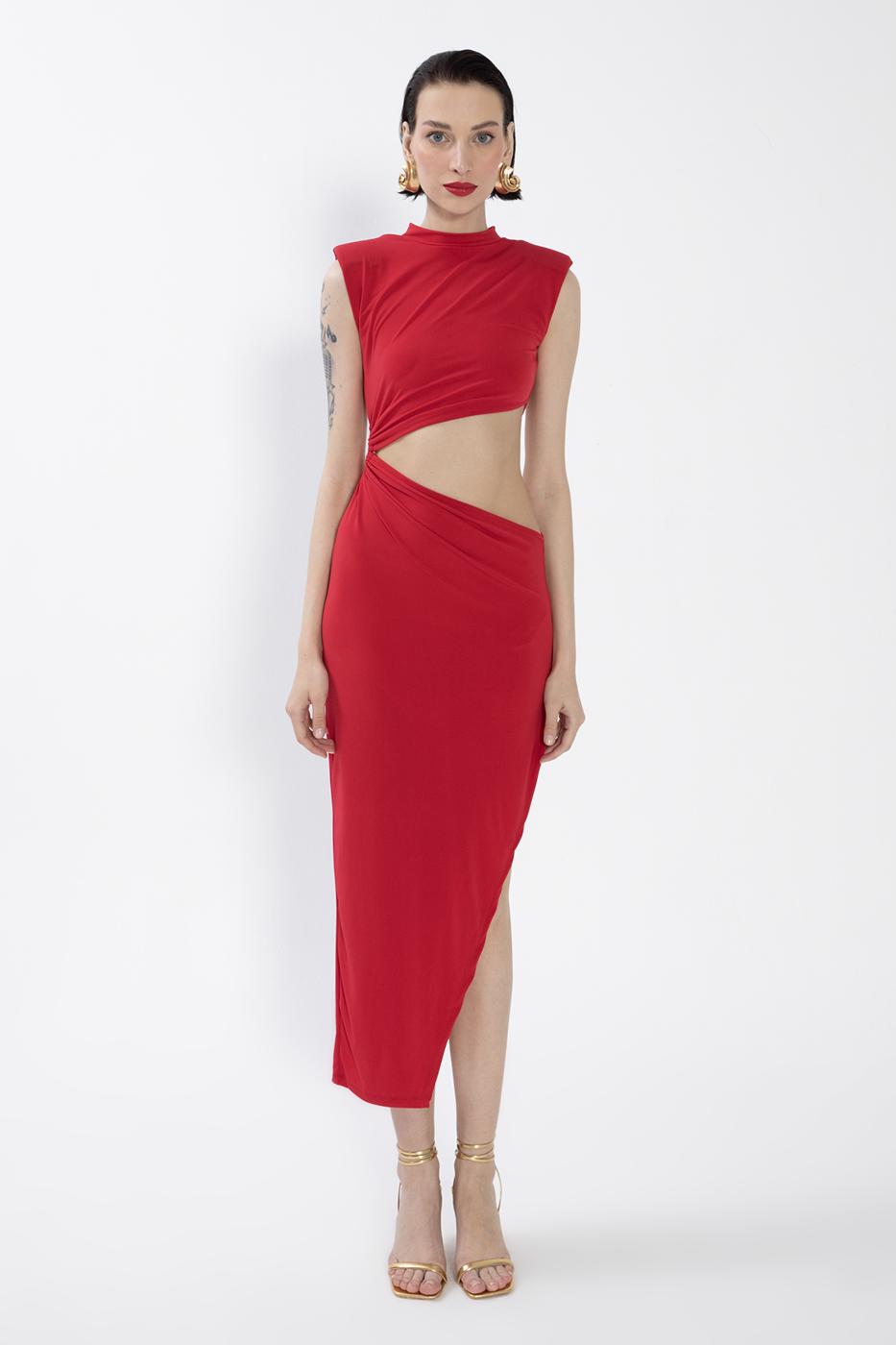 BSL Women Deep Slit Waist Low-Rise Midi Dress - Minot