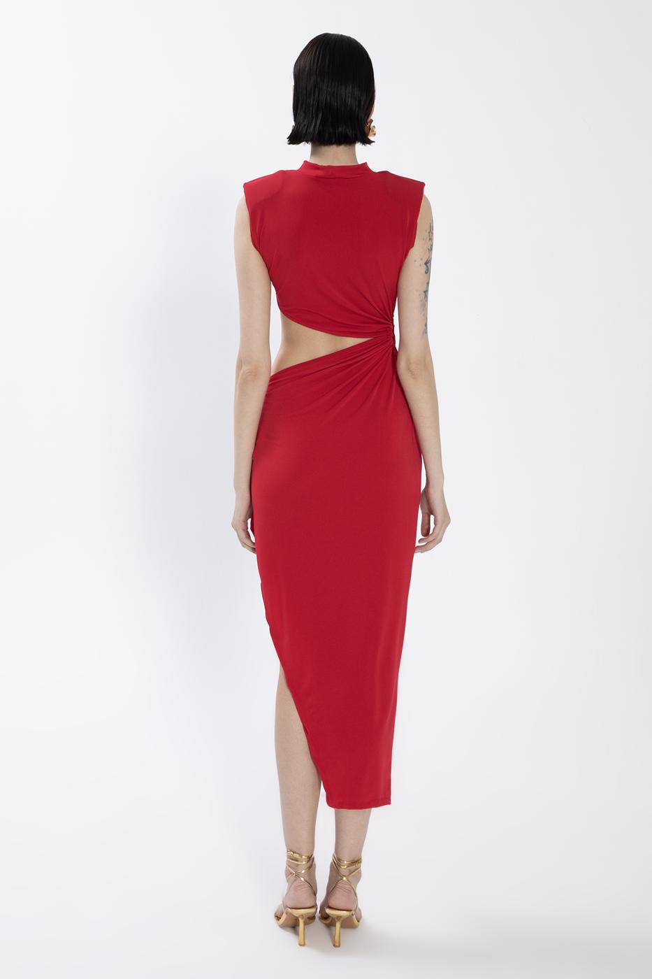 BSL Women Deep Slit Waist Low-Rise Midi Dress - Minot