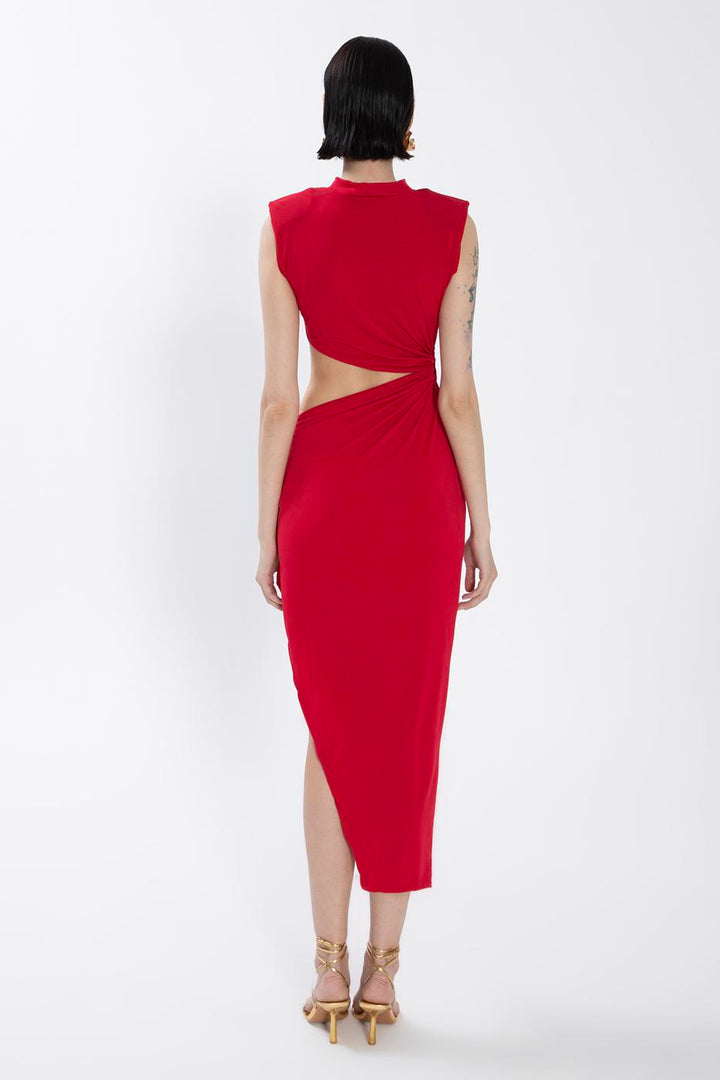 BSL Women Deep Slit Waist Low-Rise Midi Dress - Minot